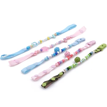 

Cute Newborn Baby Pacifier Clips Nipple Chain Hand Made Colourful Cute Bell Beads Dummy Clip Kids Soother Nipple Toys Holder