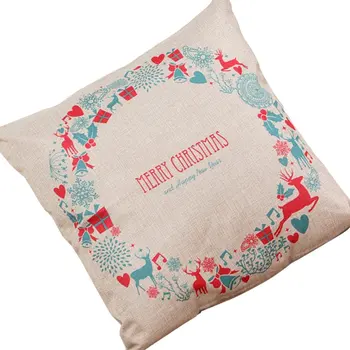 

Christmas New Year Series Christmas Gift Print Linen Pillow Case Cushion Cover Home Decor Bows Christmas bellChristmas Bell