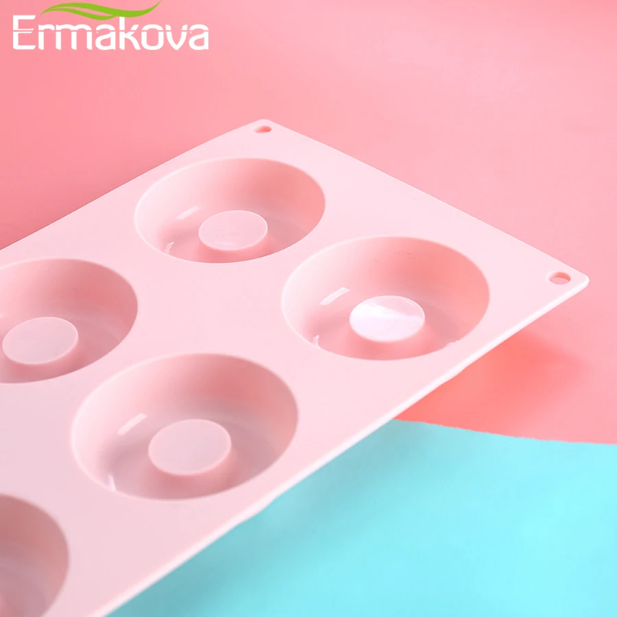ERMAKOVA антипригарная силиконовая форма для пончиков, форма для торта, бисквита, бубликов, форма для пончиков, легкая чистка, для посудомоечной машины, для микроволновки, безопасная, делает 3 дюйма пончик