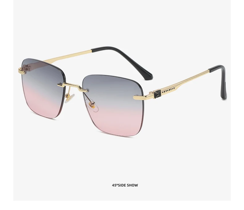 Rimless Square Sunglasses Gradient Lens