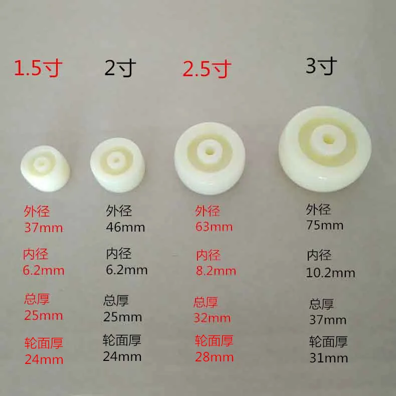 Wholesale 2-Inch Fatty Single Wheel Wear-Resistant Nylon Light Wheels White PP Plastic Wheel Piece Furniture Sofa Truckle