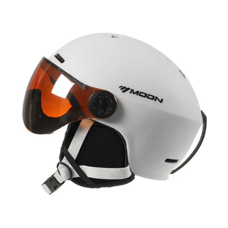 Лыжный шлем со съемными очками ветрозащитная Защитная Экипировка шлем для катания на лыжах/сноуборде/скейтборде шлем - Цвет: Белый
