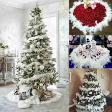 

2021 NEW 2M Christmas Tree White Feather Boa Strip Xmas Ribbon Party Garland Decoration Apparel Fabric DIY Craft