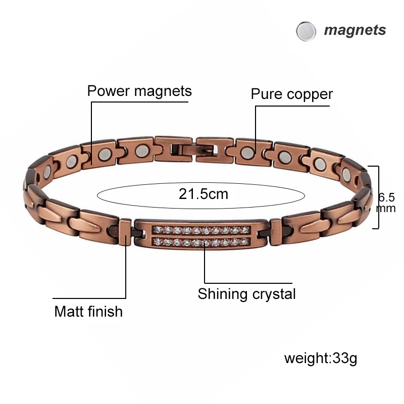 Oktrendy Hologram Pure Copper Magnetic Therapy Link Bracelet Pain Relief For Arthritis Gamer Bracelets For Women