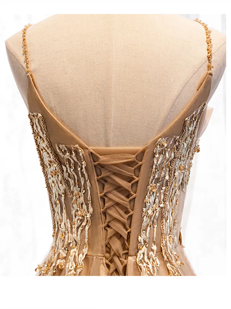 It's Yiiya Evening Dress Plus Size Elegant Spaghetti Strap Formal Dresses Sleeveless Appliques Party Robe de Soiree E988