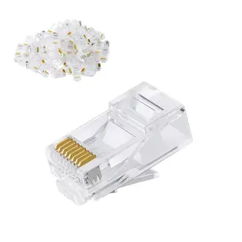 

Cat6 RJ45 Ends,50-PACK Cat6 Connector, Cat6 / Cat5e RJ45 Connector, Ethernet Cable Crimp Connectors UTP Network