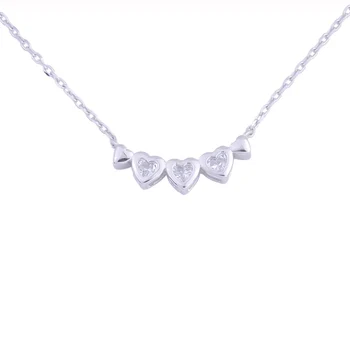 

Zircon Heart To Heart Lace String Necklace 925 Sterling Silver Necklaces For Women Female Pendants Fashion Jewelry Accesories