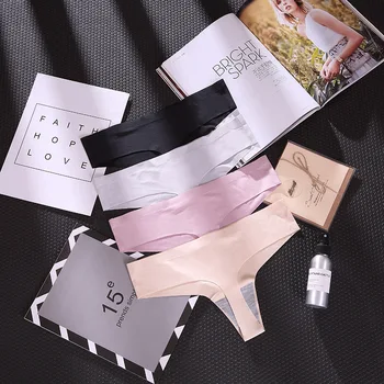 

FC Seamless Panties Women Briefs Ultra-thin G-string Low Rise Lingerie Ice Silk Breathable Briefs Lady Sexy Thongs Underwear