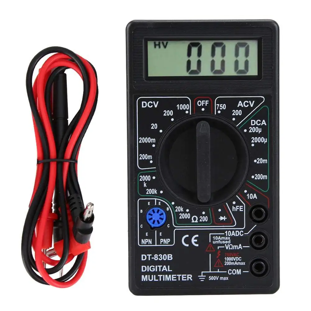 DT830B ZT98 Цифровой мультиметр портативный AC/DC Амперметр Вольтметр Ом ЖК-дисплей подсветка мультиметр диод и проверка непрерывности - Цвет: DT830B