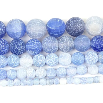 

Natural Stone Frosted Blue White Weathered stone Round Loose Beads For Jewelry Making Needlework Bracelet Diy Strand 4-12 MM