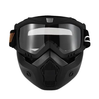 

Mortorcycle Mask Detachable Goggles and Mouth Filter for Open Face Helmet Motocross Ski Snowboard