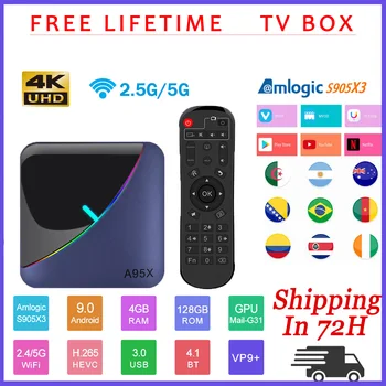 

Free Lifetime TV Box A95X F3 Air RGB Light Android 9.0 4GB 64GB Amlogic S905X3 8K HD Netflix Media Android Tv Box