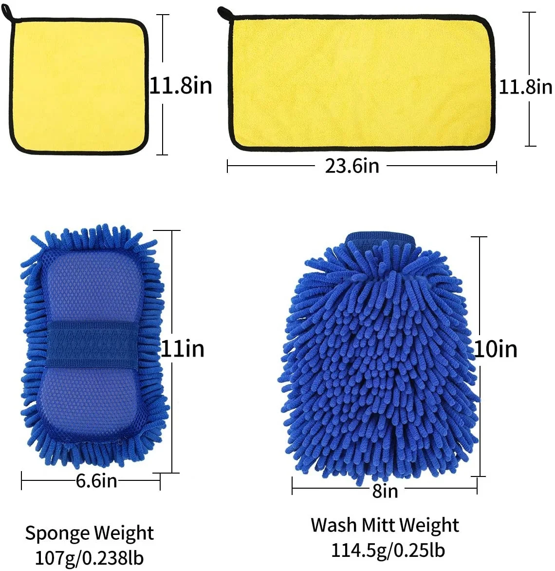 4Pcs Car Wash Mitt Glove Chenille Microfiber Washing Sponge Extra Large Soft Drying Towels For Car Motorcycle Cleaning Tools