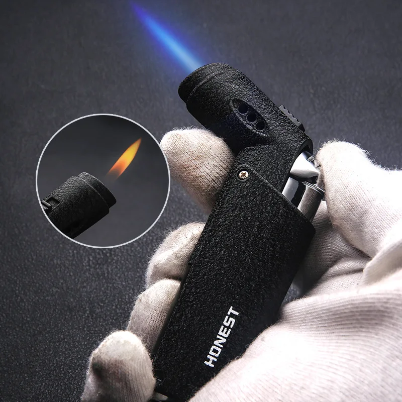 Double flame torch turbo lighter barbecue kitchen cooker butane 1300C spray gun metal cigar accessories smoking set gift | Дом и сад