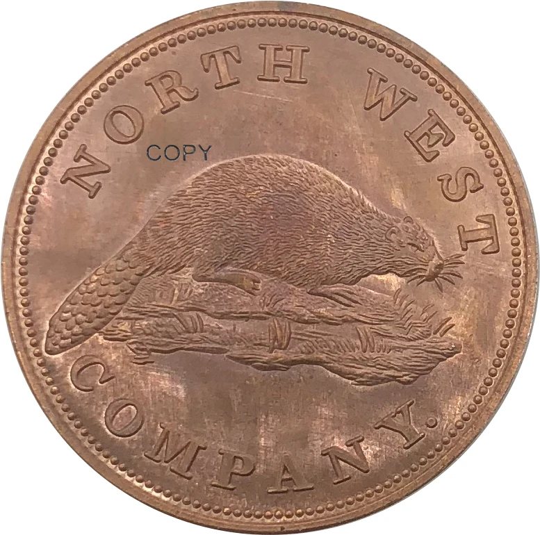 

1820 Token North West Company Red Copper Copy Coin