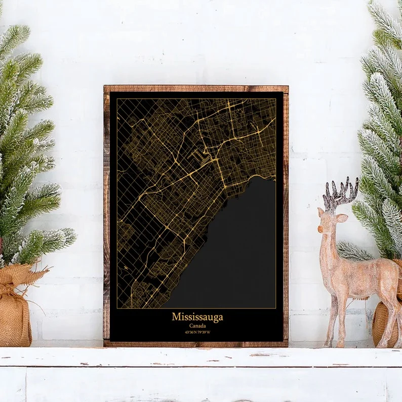 Mississauga Ontario map print Canadian art poster city street route nursery wall office decoration Toronto | Дом и сад