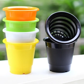 

New Drainage Slotted Hole Succulents Orchid Flower Inner Outer Pot Container Home Office Decor Planter Desktop Flower Pots