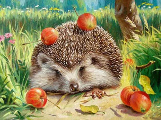 Full Round Square 5D Diy Dandelion Diamond Painting Animal Hedgehog Diamond Embroidery Cross-Stitch Rhinestone Diamond Mosaic 3SP482-5