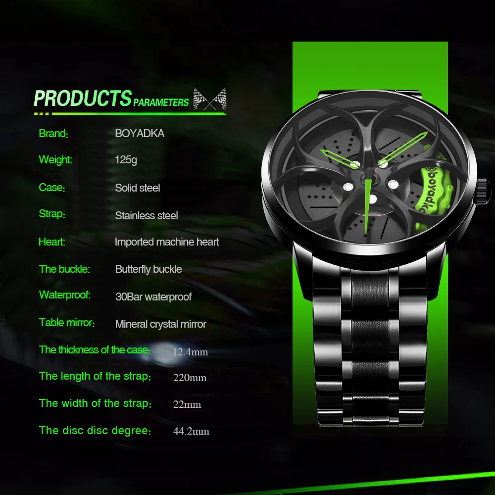 Men Auto Wheel Watch 2021 Fashion Car Wheel Waterproof Sport Watch Men's Quartz Mesh With Rim Hub Watch Run Quartz Men Watch