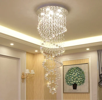 

Luxury Crystal Chandelier Double Spiral Shape Long Lamp Modern Creative Design Indoor Light for living room diningroom staircase