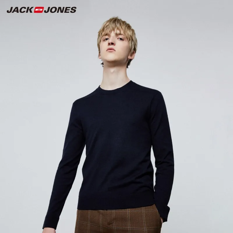 NIGHT SKY JackJones мужской цветной удобный свитер из ткани с круглым вырезом 219324522 - Цвет: NIGHT SKY