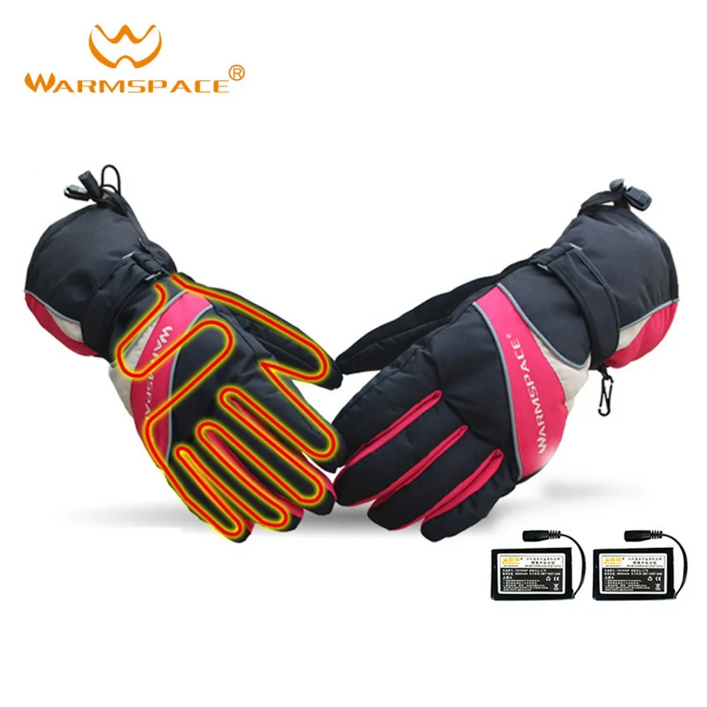 Водонепроницаемые перчатки с электроподогревом для езды на мотоцикле, зимние уличные лыжные перчатки с электроподогревом