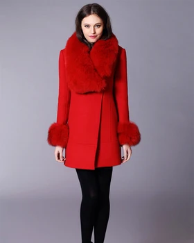 

Luxury Fashion New Woolen Women's Coat 30Fur Collar Mid-Length Korean-Style Woolen Overcoat Winter Coat Women
