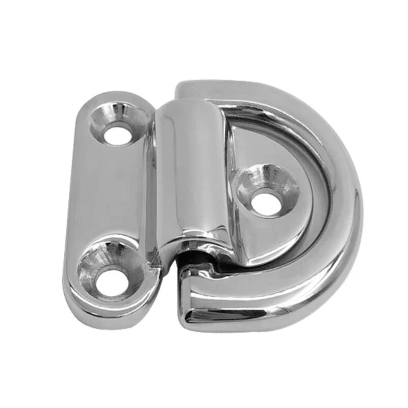 Boat 316 Stainless Steel 62mm Folding Pad Eye D-Ring Handle Tie Down Anchor Point Truck D-Shaped Buckle Trailer Pull Ring