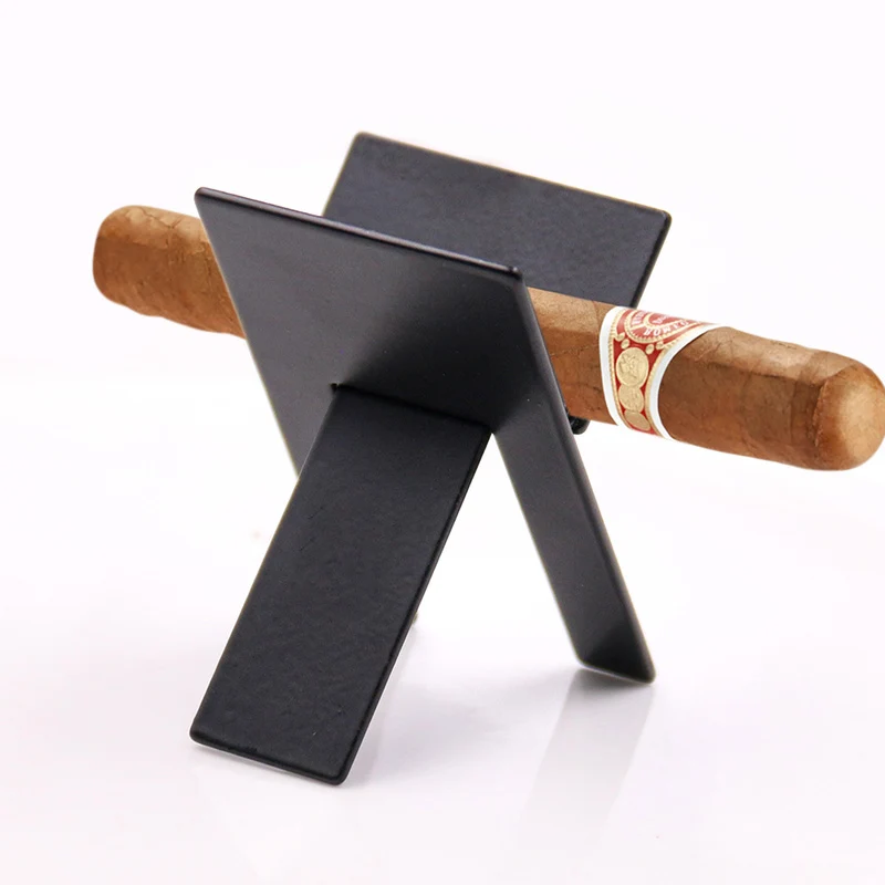 

Stainless Steel Foldable Cigar Holder Cohiba Black Ashtray Display Stand Rack Smoking Accessories Household Merchandises