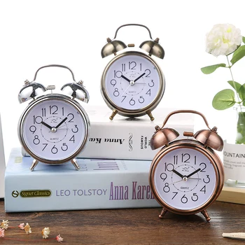 

Alarm Clock Vintage Retro Silent Pointer Clocks Round Number Dual Bell Loud Alarm Clock Bedside kids room Home Decor 1PC