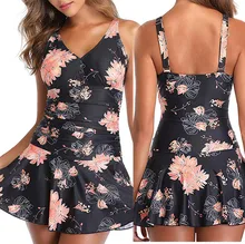 sfit Women's Bohemia Flower Print Bikini 2020 Plus Size Print Swimdress One Piece Biquini Swimsuit Beachwear Bathing Suit