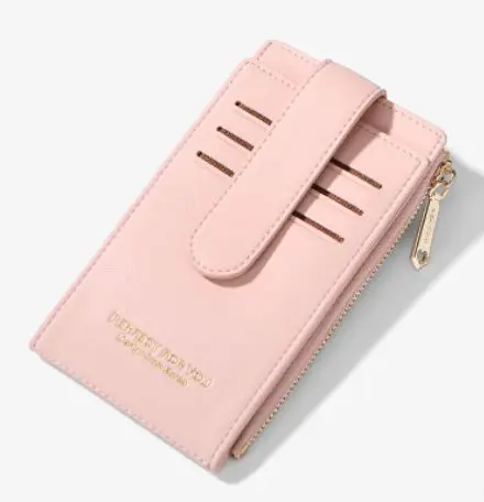 pink Новинка, RFID держатель для карт, Женский кошелек, бумажники, Женский кошелек для кредитных карт, дамская сумка для карт на молнии, кошелек для монет, высокое качество - Цвет: pink