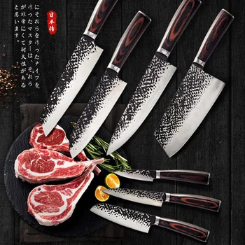

Kitchen Knives 8 inch Kitchen Professional Japanese Chef Knife Hammering Forging Stainless Steel Meat Cleaver Santoku Knife