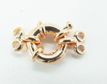 

100PCS Best quality, 12MM 2 rows Spring Ring Clasps Hooks , Rose Gold Plated Connection Buckle For Necklace Bracelet Jewelry DIY
