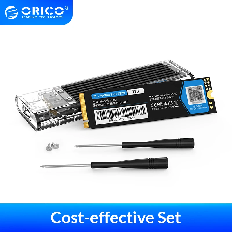 ORICO Портативный SSD 128 ГБ 256 512 1 ТБ M.2 NVME внутренний с прозрачным чехол M Key внешний USB3.1