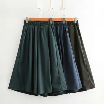 

Summer Elastic Waist Wide Leg Pants Women Pocket Capris Loose Casual Pants Women High Waist Loose Casual Women Trousers Femme