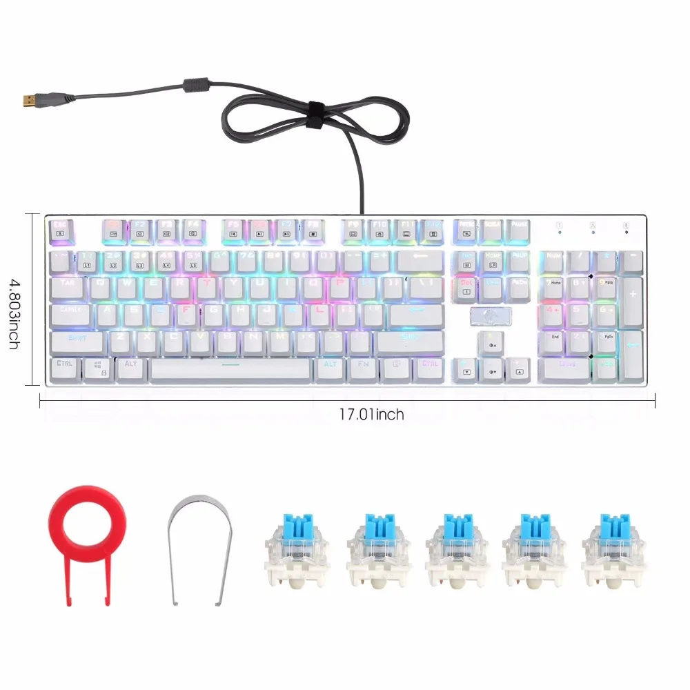Z-88 RGB Mechanical Gaming Keyboard RGB Backlit Blue Switch Tactile Clicky Water Resistant 104 Keys Anti Ghosting for Mac PC