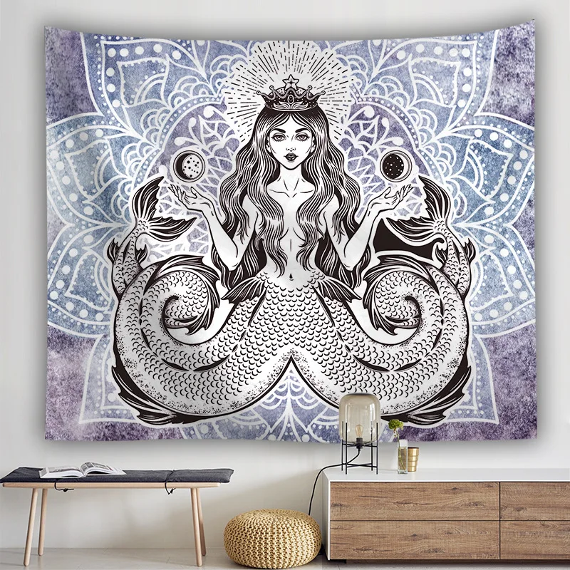 

Mandala Multi-Tailed Mermaid Simple Simple Tapestry Wall Hanging Hippie Boho Home Dorm Decor Picnic Sofa Beach Blanket Bedspread