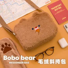 Bentoy зимняя плюшевая сумка через плечо для девочек Женская мягкая сумка на плечо Bobo Bear фланелевые сумки-мессенджеры для подростков