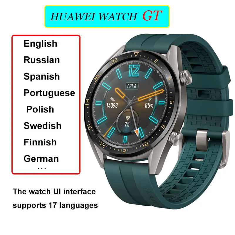 Huawei Watch GT/GT 2 Смарт-часы Bluetooth 5,1 может говорить о крови кислородный трекер Spo2 музыкальный плеер часы для Android IOS - Цвет: HUAWEIWATCHGTgreen