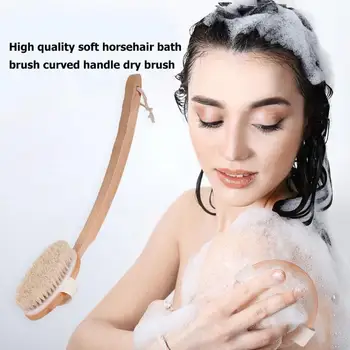 

Wooden Rub Back Brush Natural Horsehair Bath Shower SPA Brushes Wash Body Rubbing Bath Excellent Workmanship with Long Handle