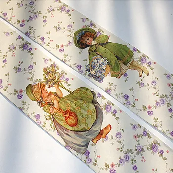 

2017 spring new pastoral purple flower cute little girl printed pantyhose girl female women tights