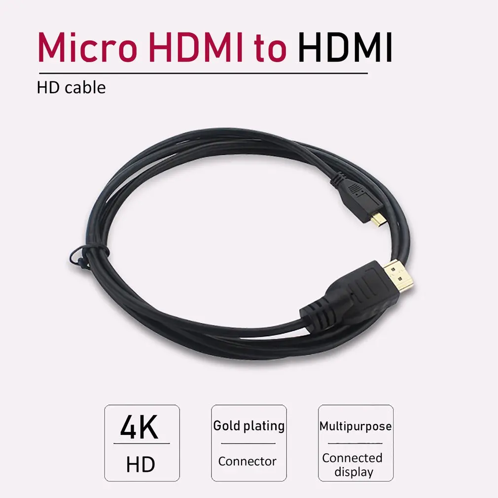 Черный Micro HDMI к HDMI кабель 1,5 м 4 к для Raspberry Pi 4 Модель B Micro HDMI к HDMI Переходный кабель