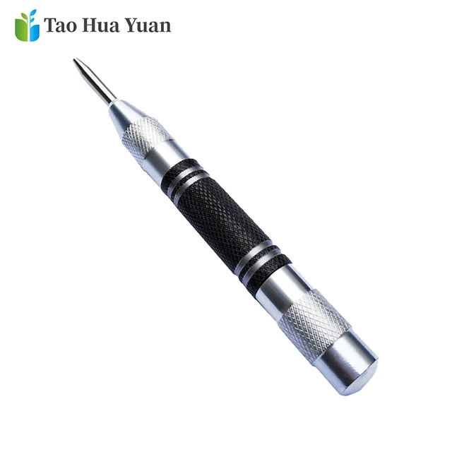 Tao Hua Yuan Super Strong Automatic Centre Punch and General Automatic Center Punch Adjustable Spring Loaded Metal Drill Tool AA 1pcs Silver