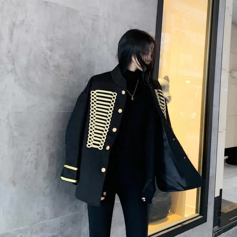 Mid-length Woolen Jacket Women's Winter New Style Korean-style Single Breasted Palace Style Embroidered Thick Woolen Overco