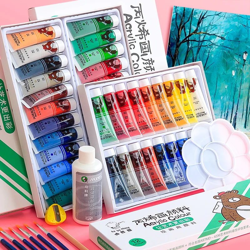 

Professional Acrylic Paints Set 12/18/24 /36Colors 12ML Hand Painted Wall Drawing craft Painting Pigment Set Art Supplies