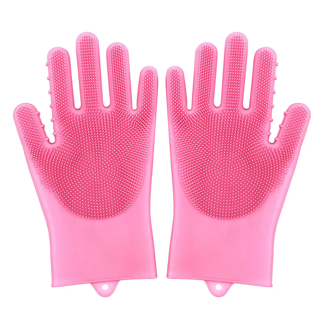 L5 волшебные перчатки с губкой для очистки с мягкой щетиной многоразовые силиконовые щетки термостойкие скруббер перчатки для кухни и ванной комнаты - Цвет: D