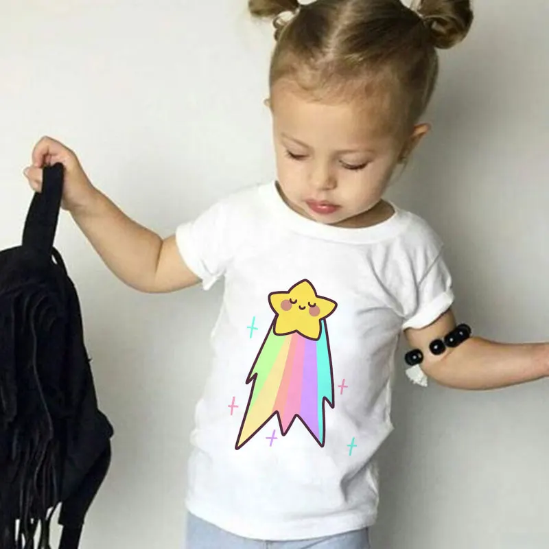 Футболка для мальчика &quotРадуга&quot Воздушные шары &quotЗвезды&quot Новинка Harajuku Kawaii
