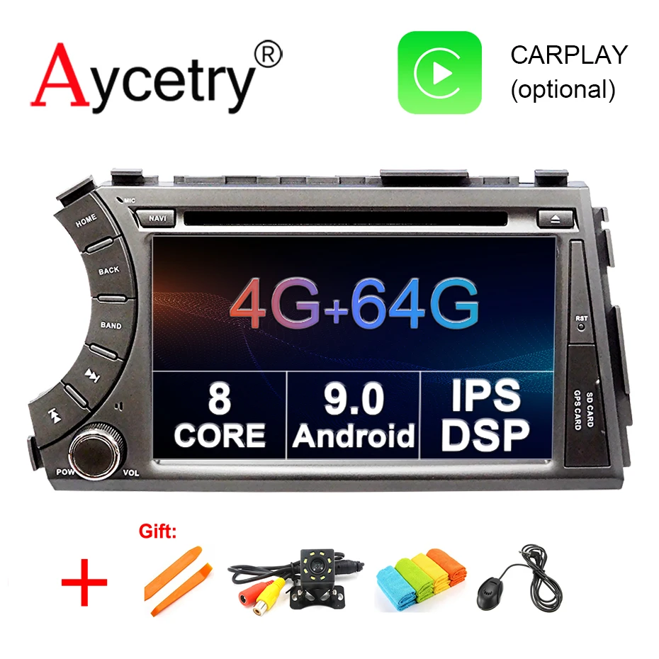 Discount 4G 64G 8 CORE 2 din Android 9.0 car dvd multimedia player GPS Navigation audio for ssangyong Kyron Actyon car radio RDS obd2 dvr 0