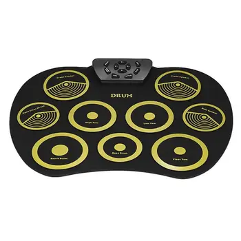 

Portable Electronics Drum Set Roll Up Drum Kit 9 Silicone Pads USB Powered with Foot Pedals Drumsticks USB Cable